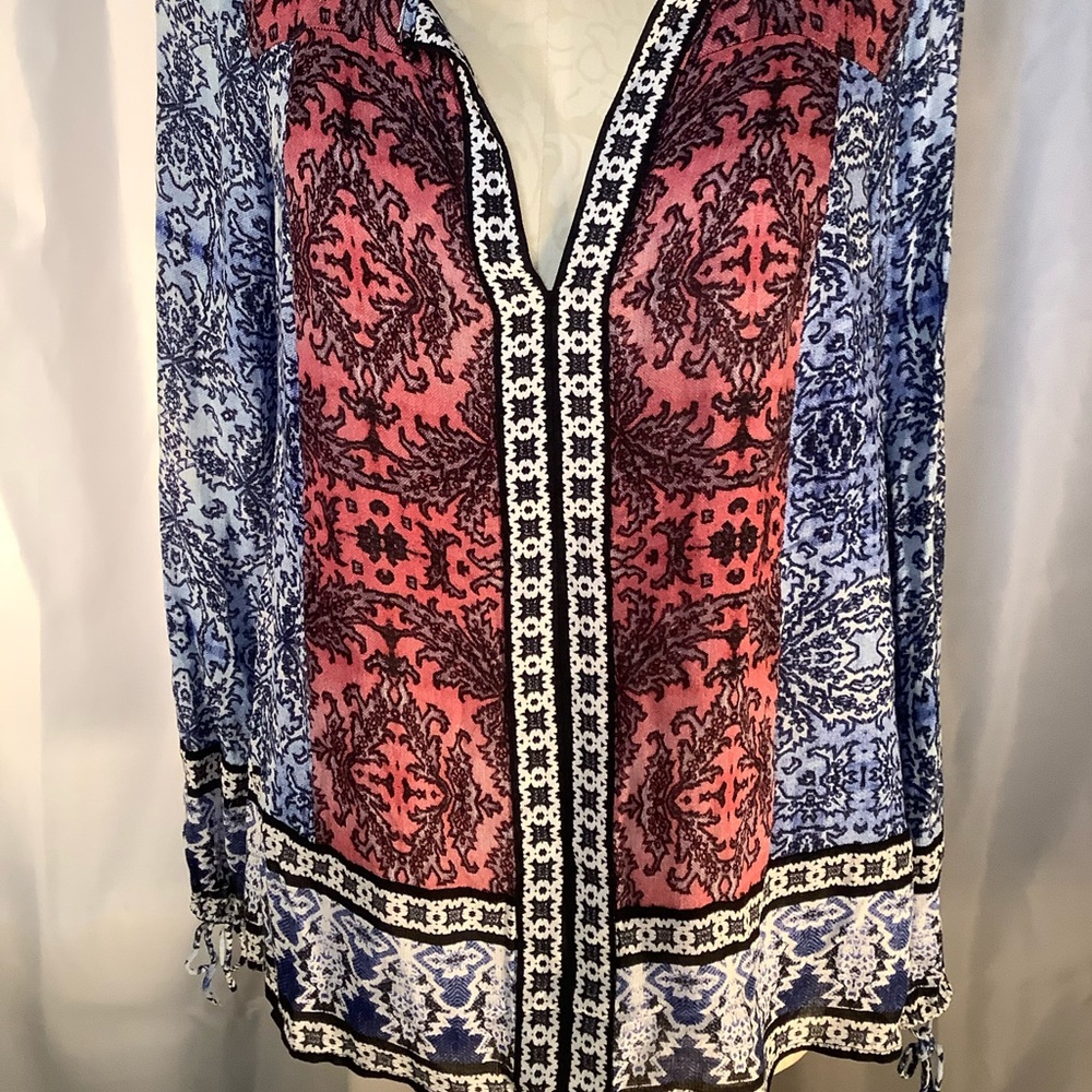Lucky Brand Boho Pink Multi Stunning Top Blouse S